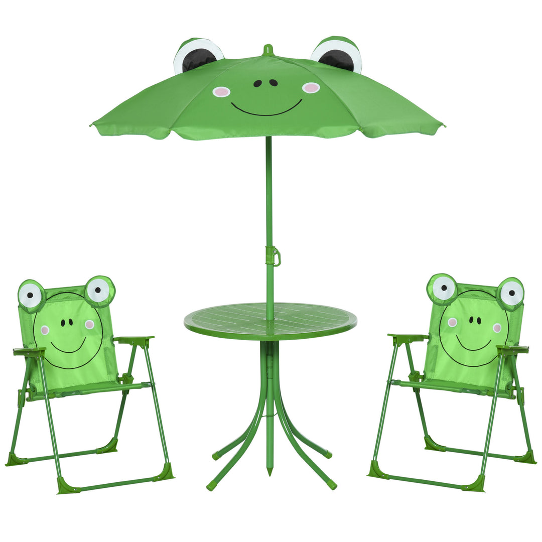 MCL Kids Folding Picnic Table Chair Set w/ Parasol, Green