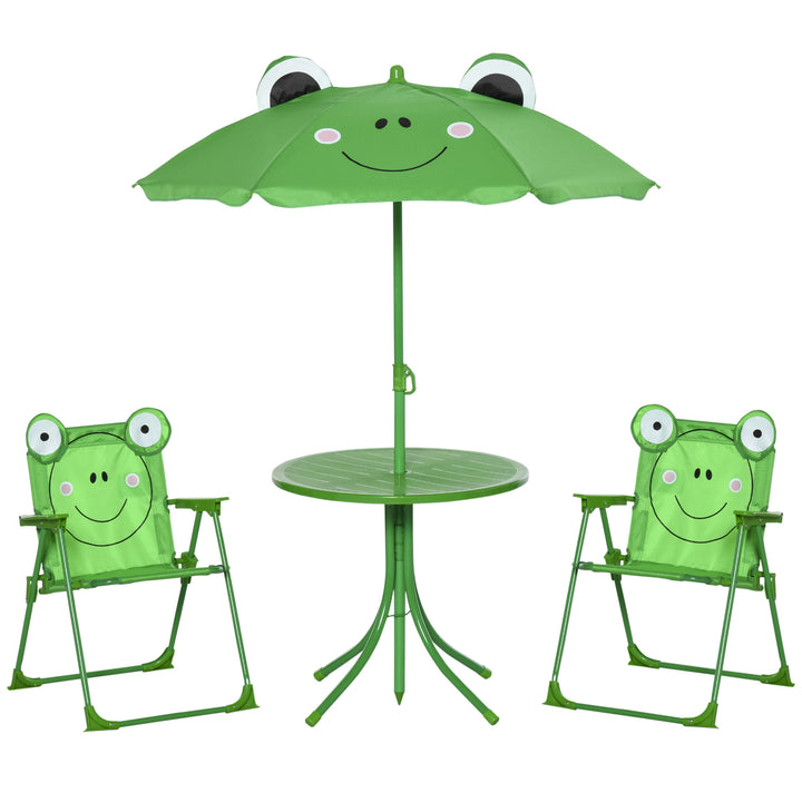 MCL Kids Folding Picnic Table Chair Set w/ Parasol, Green