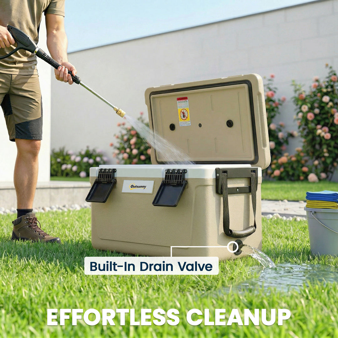 42.6L Insulated Cool Box, Lightweight Portable Ice Cooler with Handle,