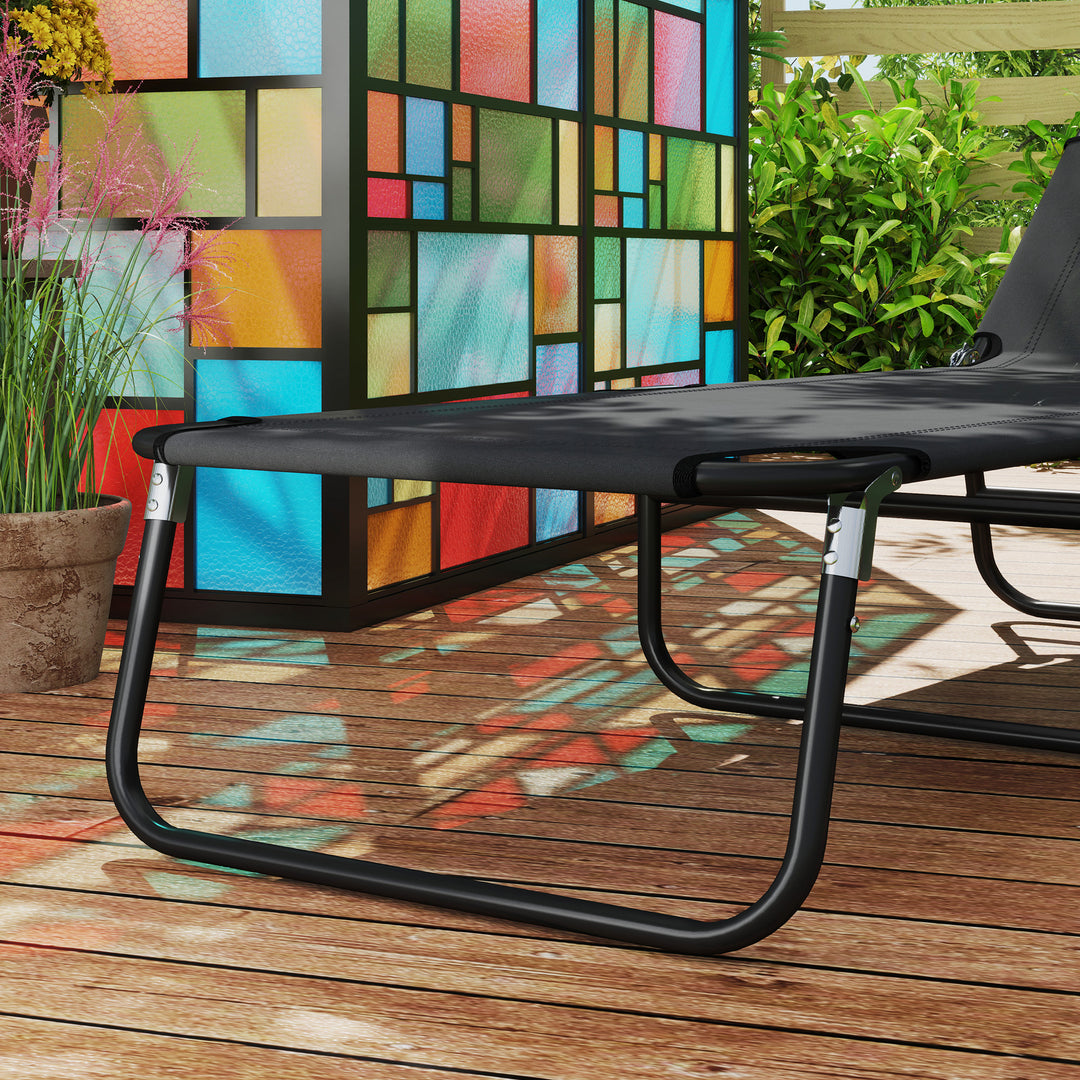 Garden Sun Lounger, with Five-Position Back - Black