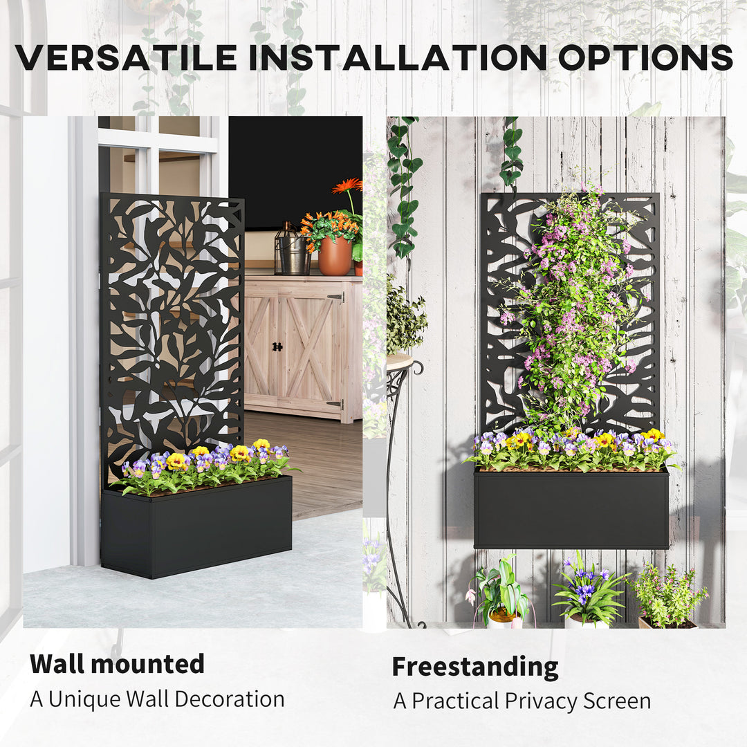 Metal Garden Bed with Trellis, Wall Mounted or Freestanding Raised Pla