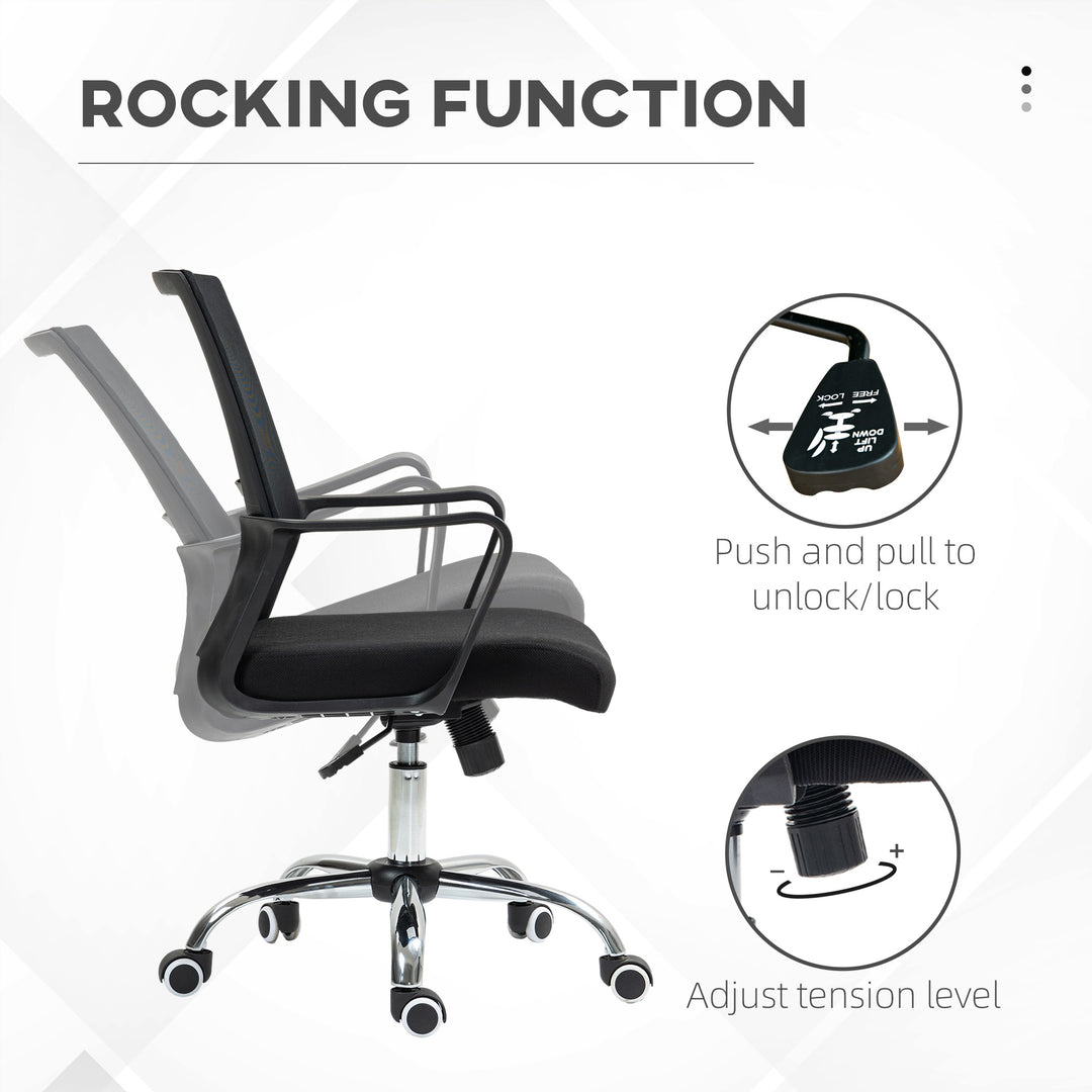 Mesh Back Office Chair, with Wheels - Black