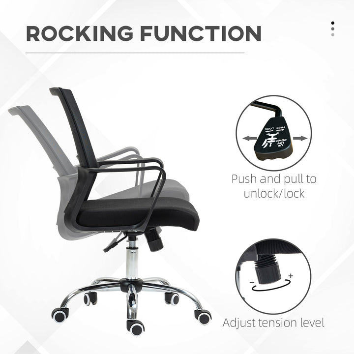 Mesh Back Office Chair, with Wheels - Black