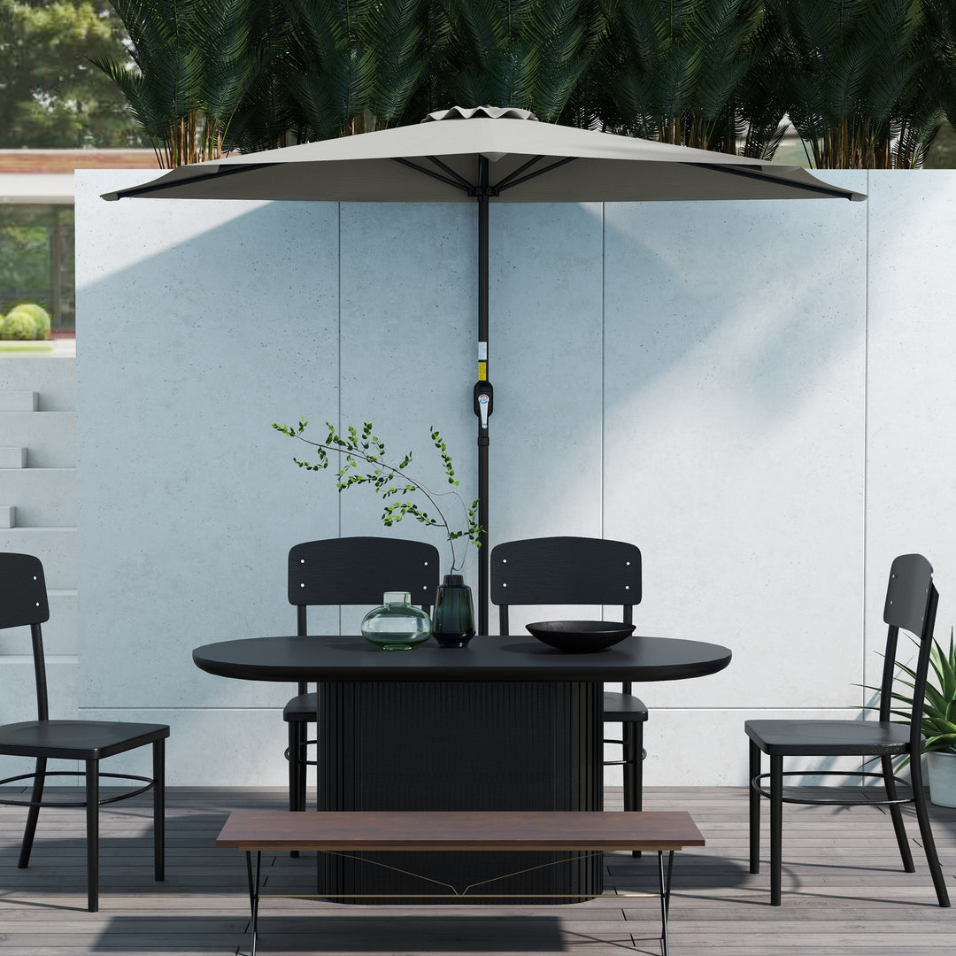 Half Round Parasol Umbrella - Light Grey