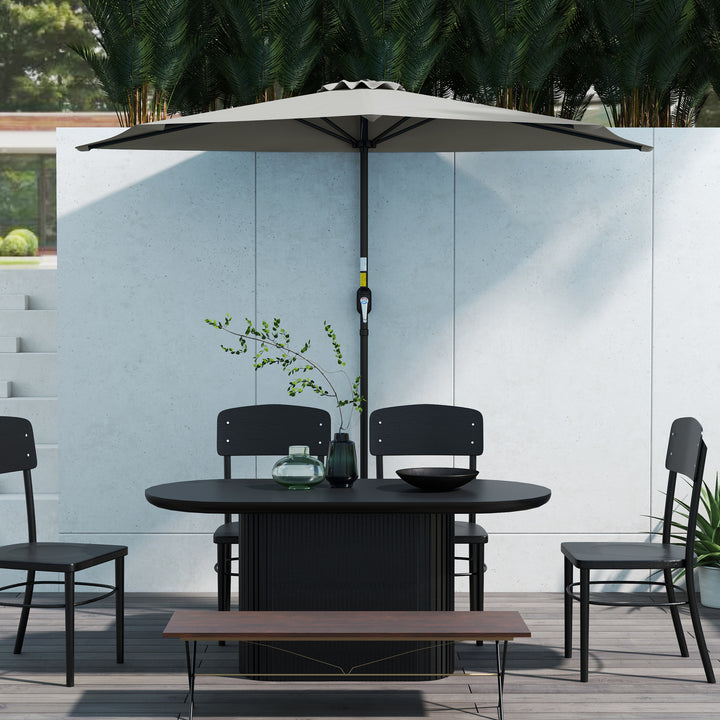 Half Round Parasol Umbrella - Light Grey