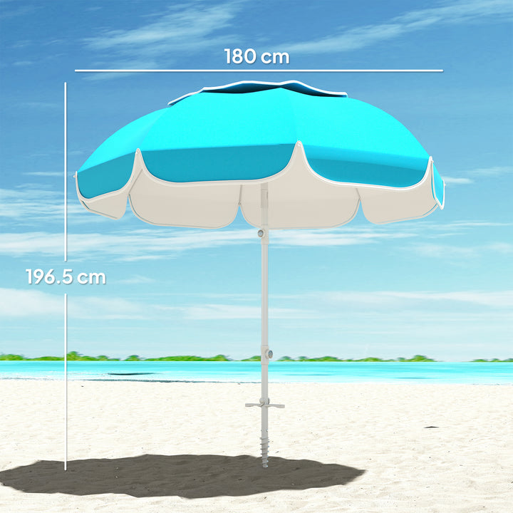 Beach Umbrella Portable with Sand Anchor, Carry Bag, Adjustable Height & Tilt, UPF50+ UV Protection, Blue