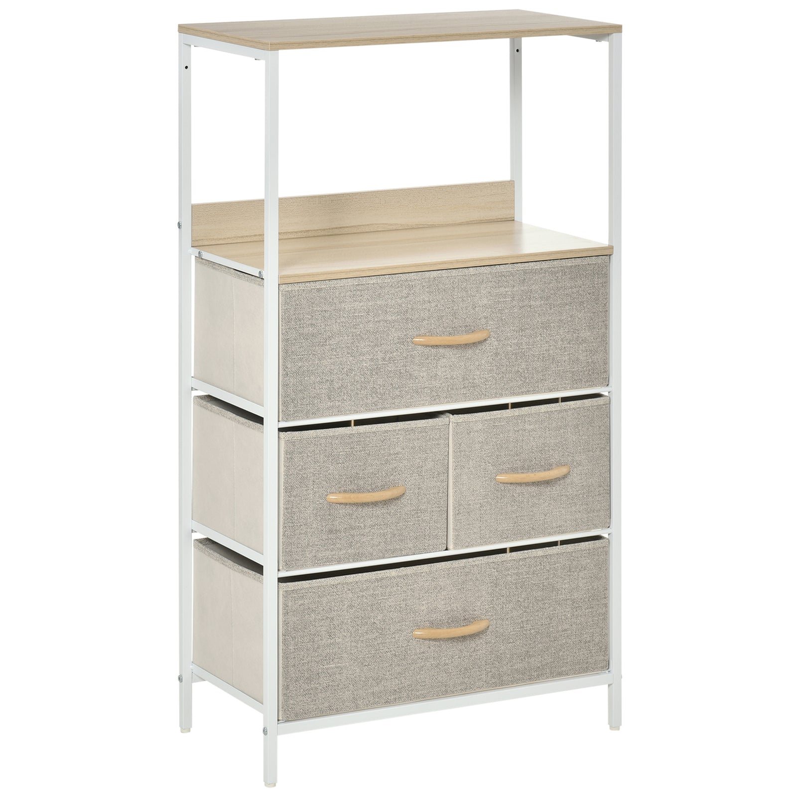 4 Drawer Storage Chest Unit Home Cabinet w/ Shelves Home Living Room Bedroom Entryway Living Furniture, Light Grey