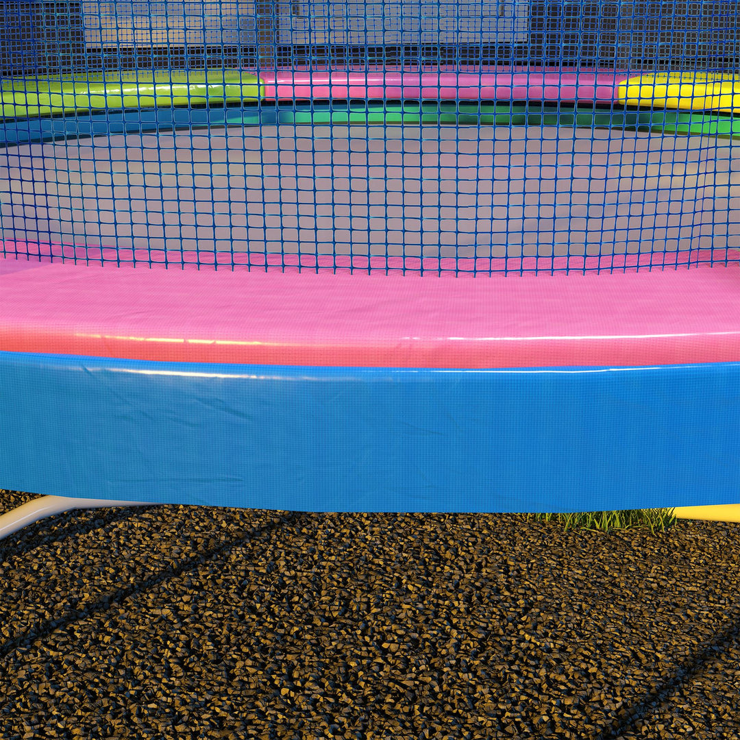 SPORTNOW 8FT Trampoline Spring Cover, Plastic Trampoline Pad Replacement with Elastic Cord, Waterproof, UV Resistant and Tear-Resistant, Multi-Colored