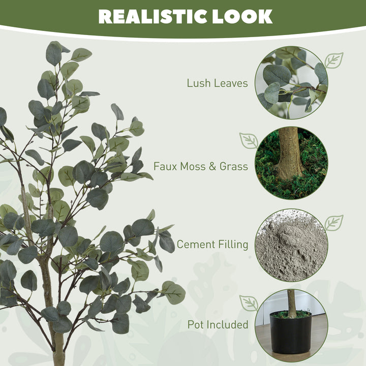 Set of 2 Decorative Artificial Tree, 4ft/ 120cm Silk Eucalyptus Trees with 230 Silver Dollar Leaves in Pot, Fake Plants for Home, Office, Living Room, Indoor Decor