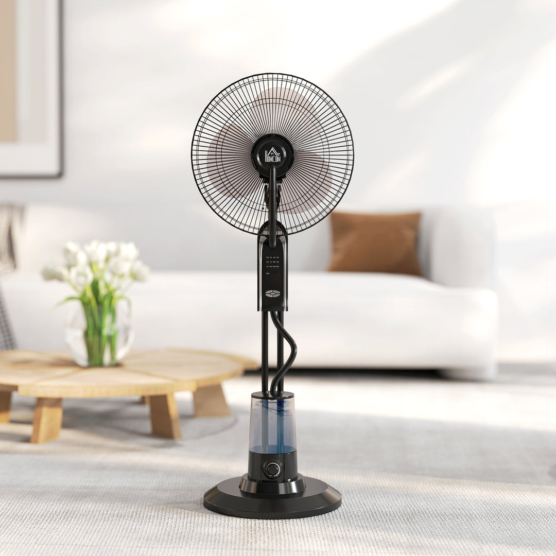 Pedestal Fan with Water Mist Spray, Spray Misting Fan with 70° Oscillation, Tilt Head, 3 Speeds, 3 Modes, Adjustable Mist, 3.2L Water Tank, for Home, 120 cm