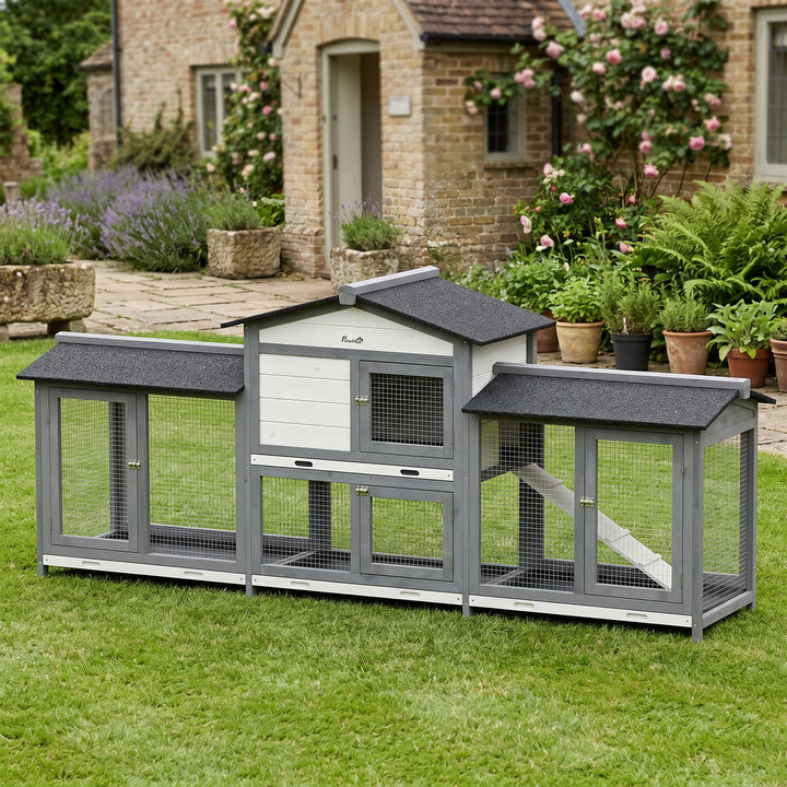 2-Tier Large Rabbit Hutch Outdoor with Double Side Run Boxes, No-leak 