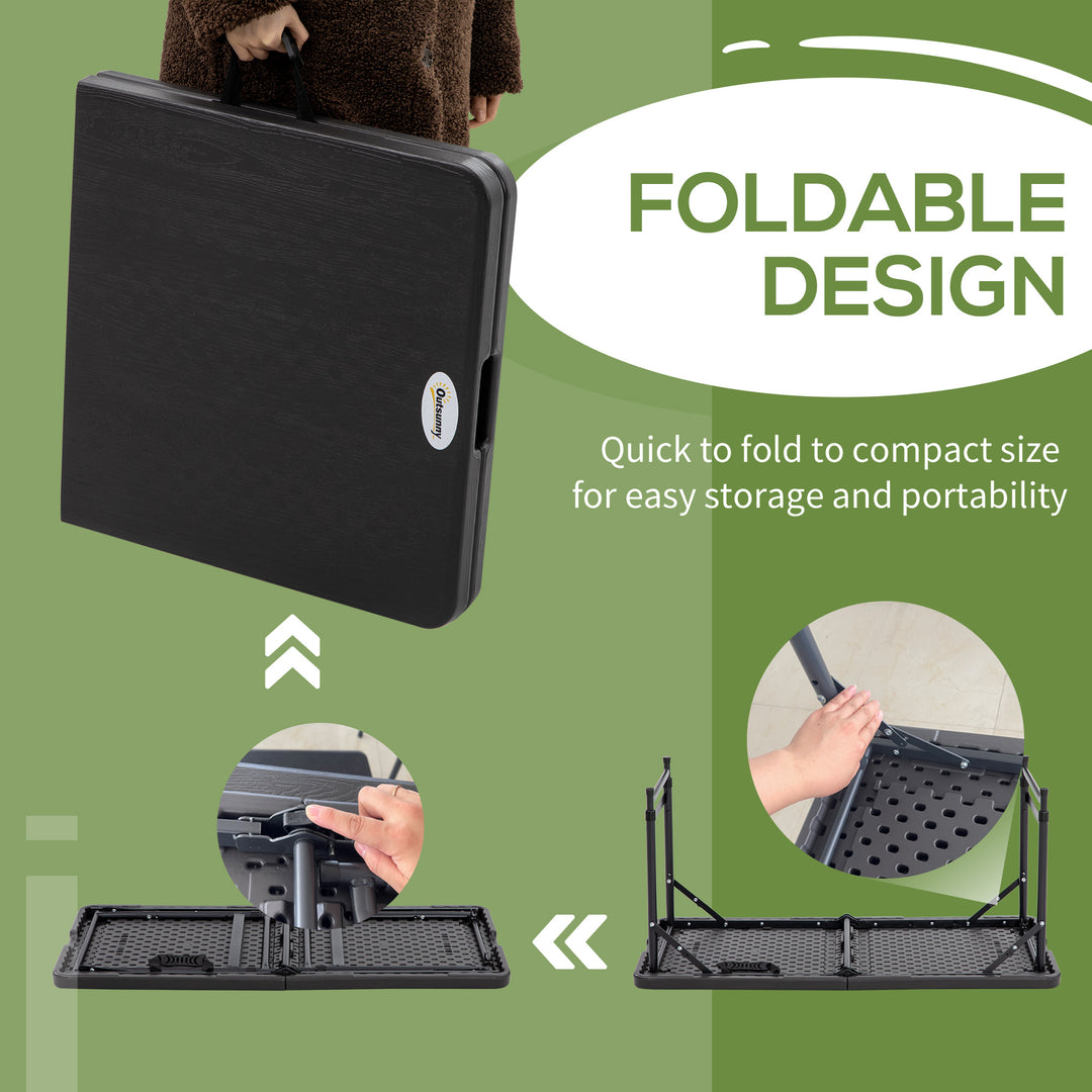 Foldable Patio Dining Table for 4, Height Adjustable Outdoor Table for Garden, Lawn, Dark Grey