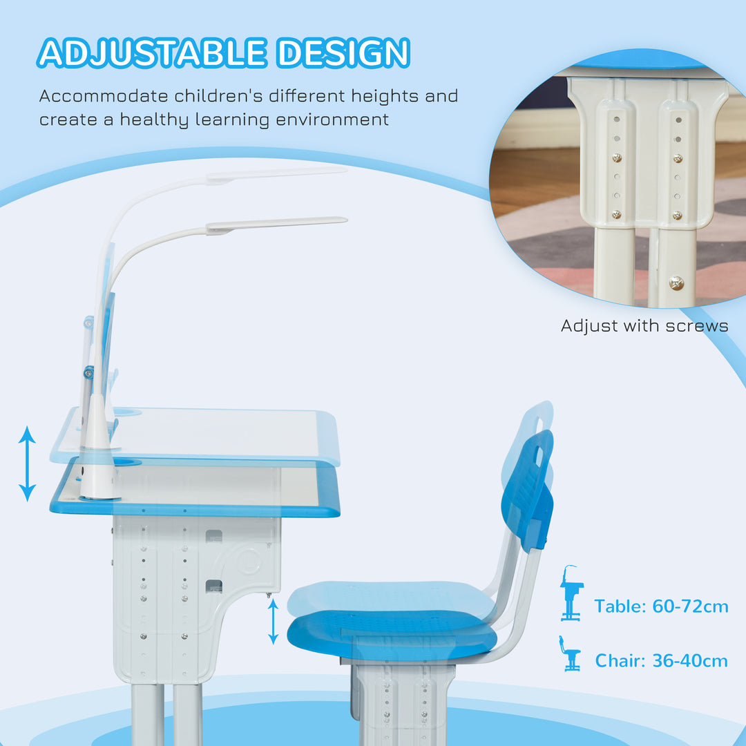 Kids Desk and Chair Set Adjustable Height Study Table Set with Drawer,