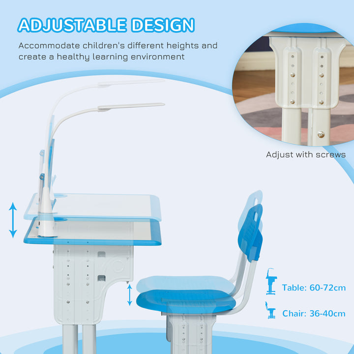 Kids Desk and Chair Set Adjustable Height Study Table Set with Drawer,