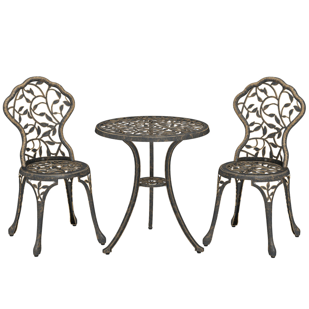 3 Pcs Aluminium Bistro Set Garden Furniture Dining Table Chairs Outdoo