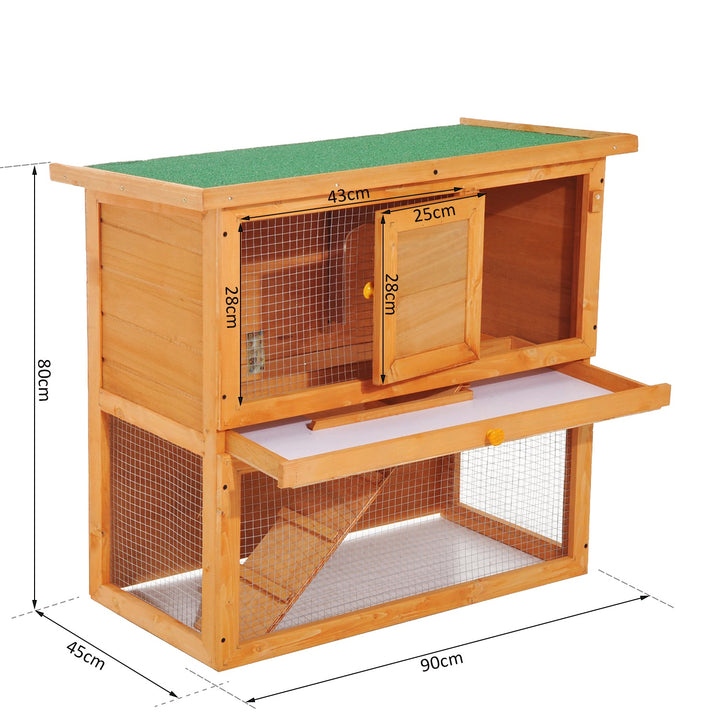 Pawhut Wooden 90cm 2 Tiers Rabbit Hutch | Aosom UK