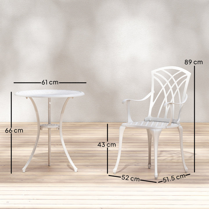 3 Pieces Garden Bistro Set, Cast Aluminium Outdoor Dining Set with 2 C