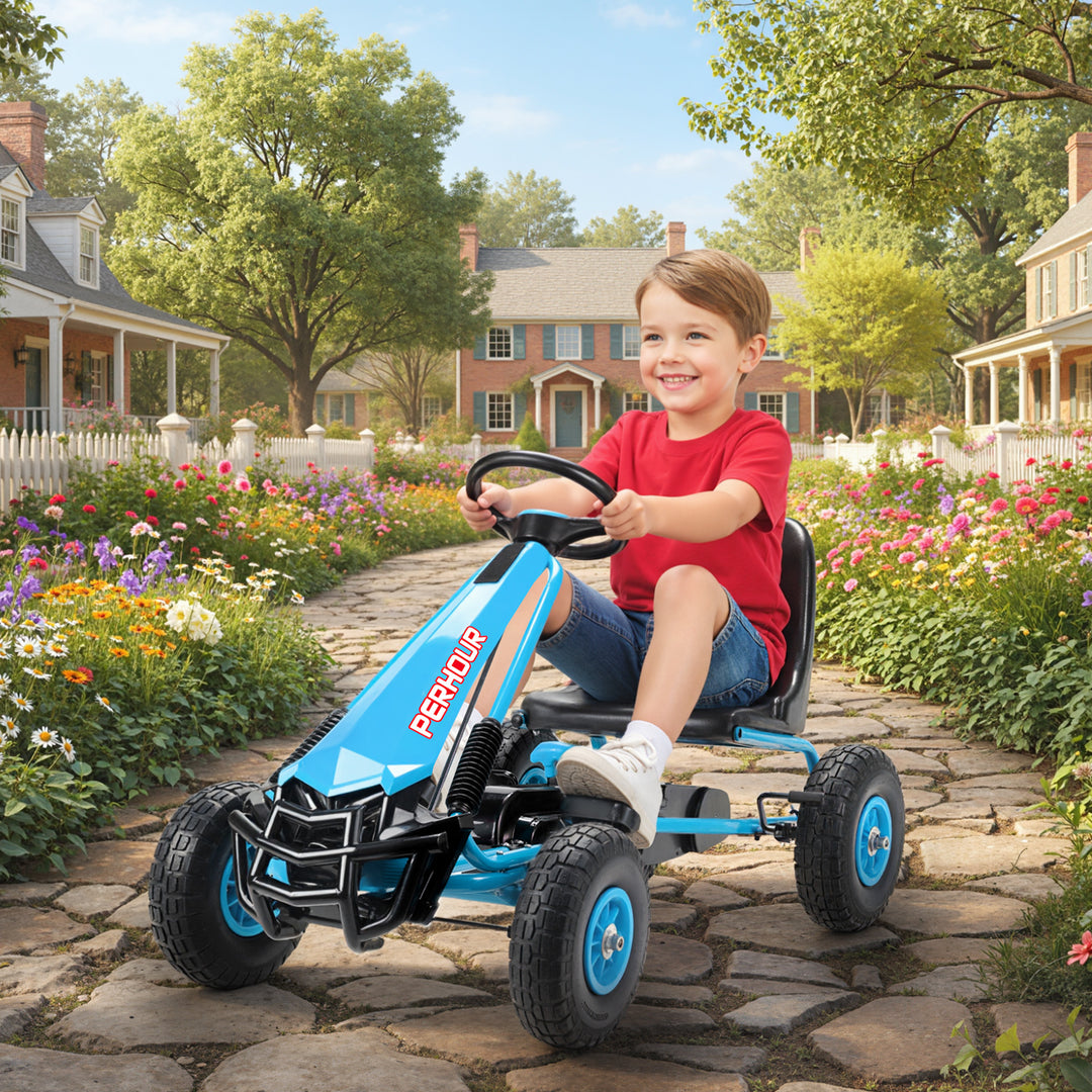 Kids Pedal Go Kart with Adjustable Seat, EVA Tyres, Manual Clutch, Bra