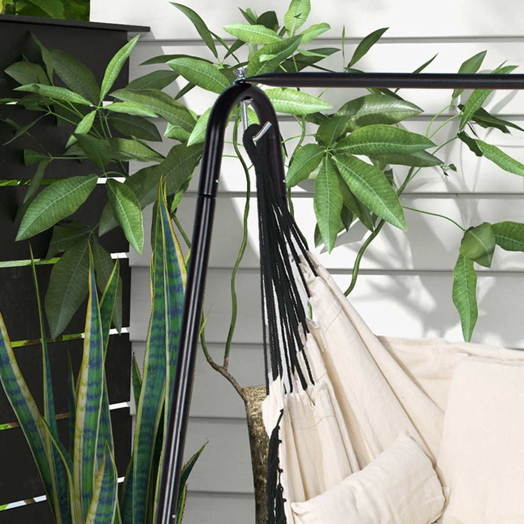 Hammock Chair with Stand, Hammock Swing Chair with Cushion, Cream White