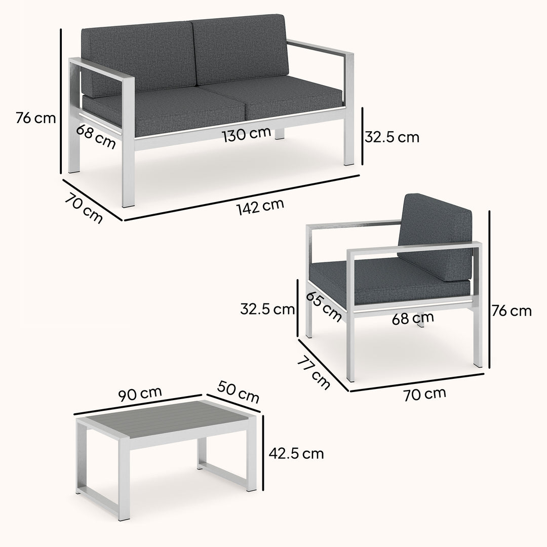 4 Seater Garden Furniture Set, Extra Wide Deep Garden Sofa Set with Ol
