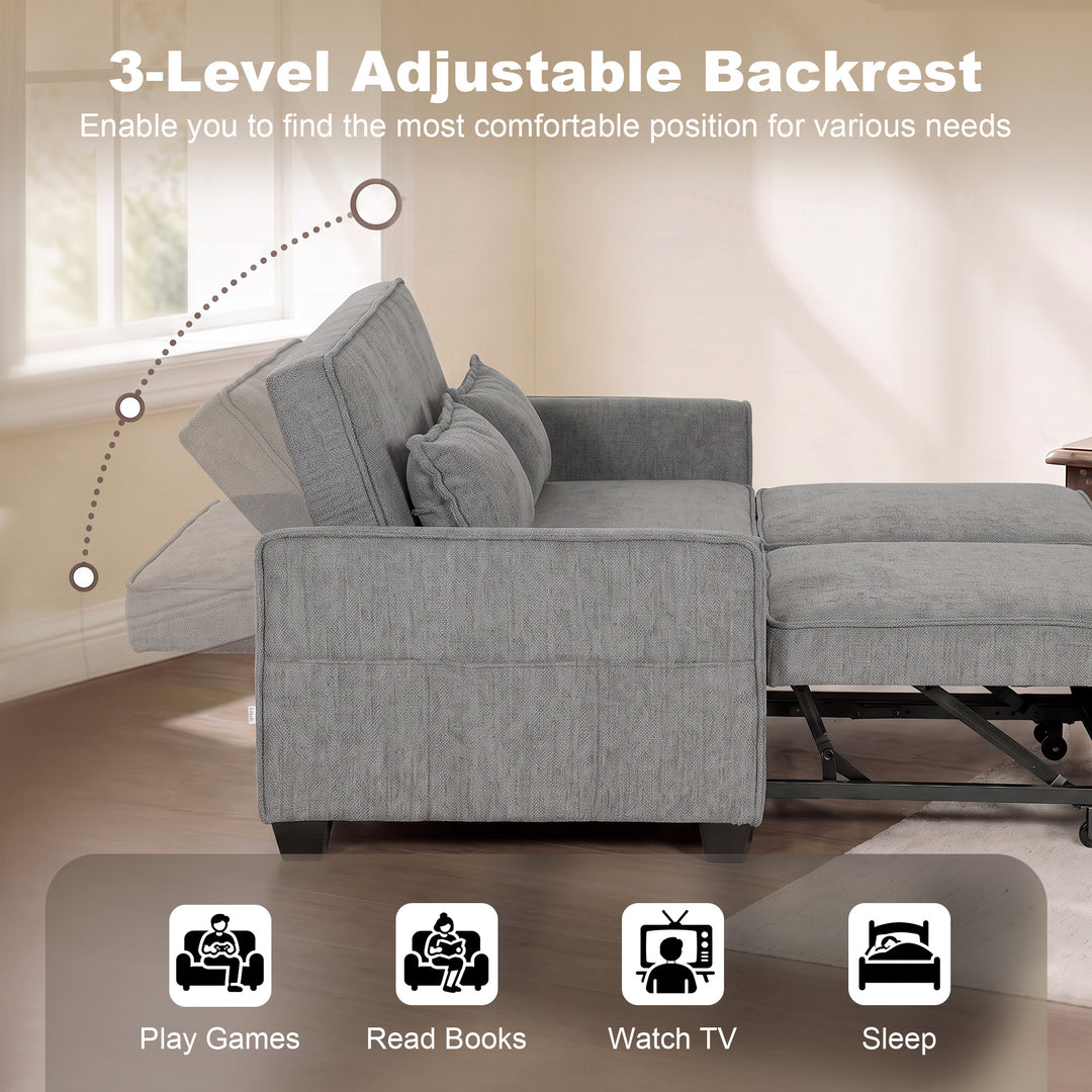 2 Seater Sofa Bed, 4-in-1 L-Shaped Convertible Pull-Out Sleeper Sofa w