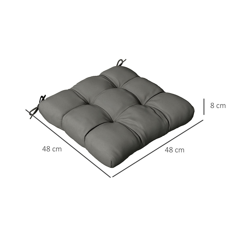 4-Piece Seat Cushion Pillows Replacement, Patio Chair Cushions Set with Ties for Indoor Outdoor, Charcoal Grey