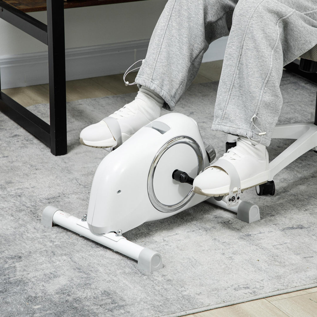 Mini Exercise Bike, Sit Down Pedal Exerciser with 8-Level Quiet Magnetic Resistance and LCD Display, Portable Under Desk Bike for Arm and Leg Home Gym Office Workout, White
