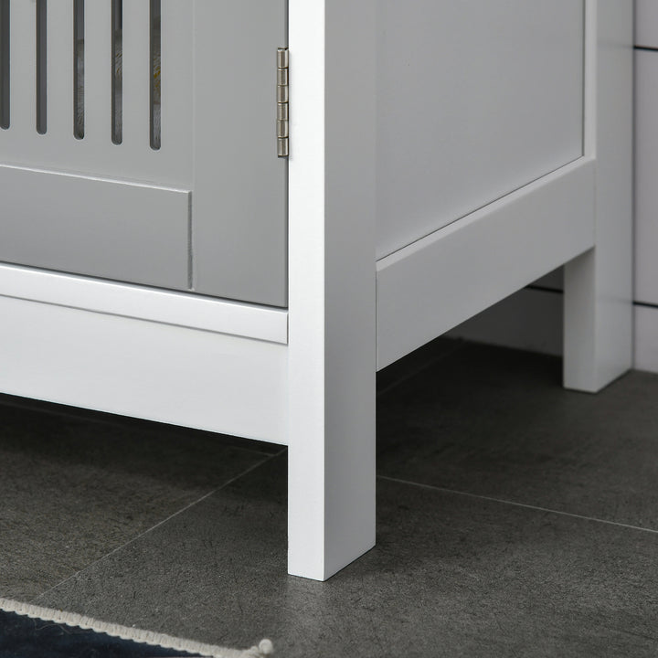 Modern Under Sink Cabinet with 2 Doors, Bathroom Vanity Unit, Pedestal Under Sink Design, Storage Cupboard with Adjustable Shelves, Grey