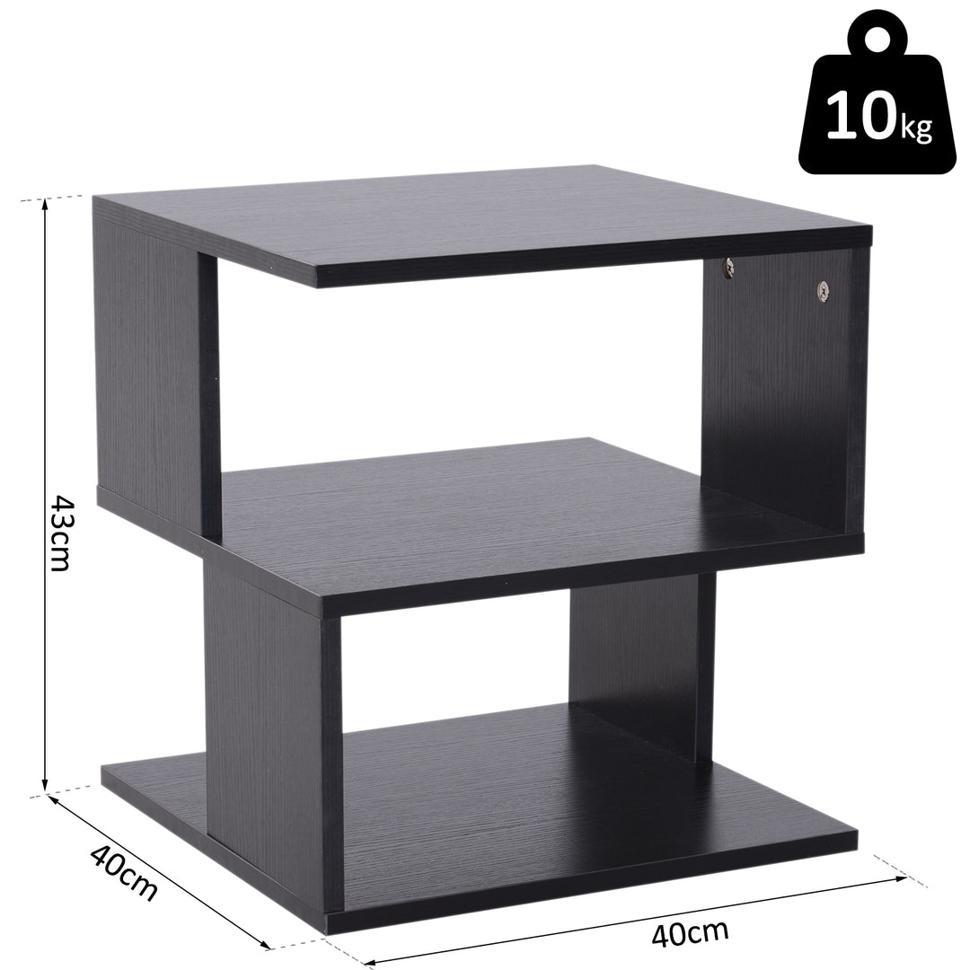 HOMCOM Contemporary Coffee Table: Square Wooden Side Table with 2-Tier Storage Shelves for Living Room, Ebony Black | Aosom UK