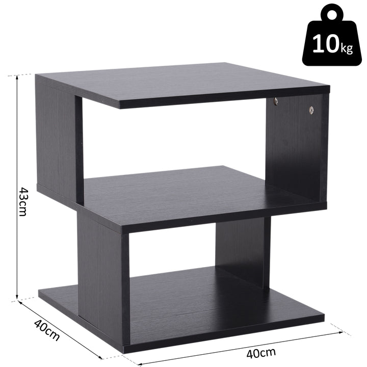 HOMCOM Contemporary Coffee Table: Square Wooden Side Table with 2-Tier Storage Shelves for Living Room, Ebony Black | Aosom UK