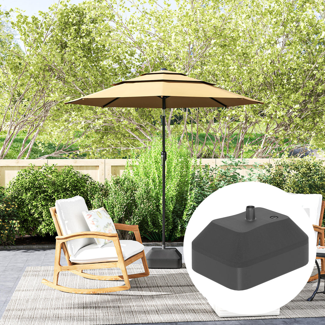 Fillable Garden Parasol Base, Heavy Duty Parasol Base Stand Outdoor Umbrella Stand, Filled Up to 24kg with Sand or 20kg with Water, Sun Umbrella Base for 38 mm Poles, Black