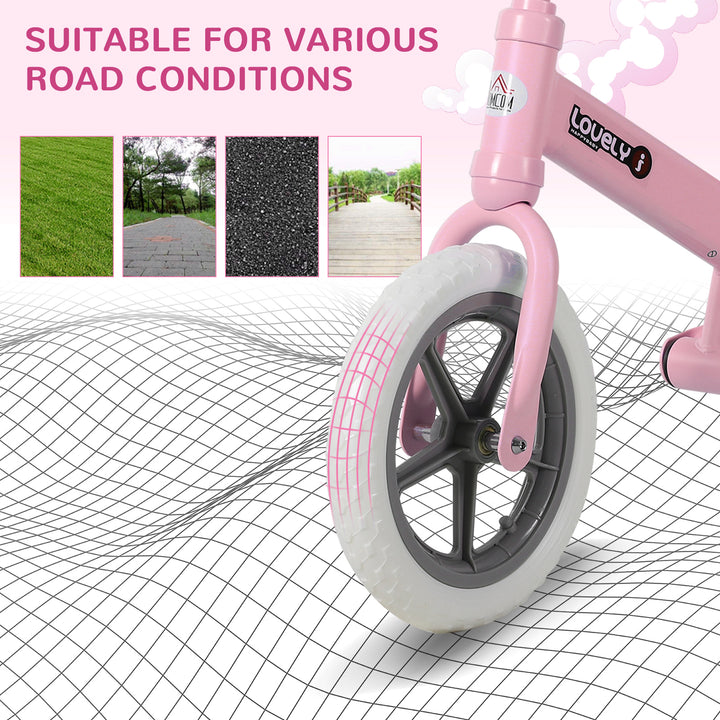 12" Kids Balance Bike No Pedal Bicycle EVA Tire Adjustable Seat Toddler Training Bike W/ Shock Absorber 2 - 5 Years Gift for Boys Girls Pink