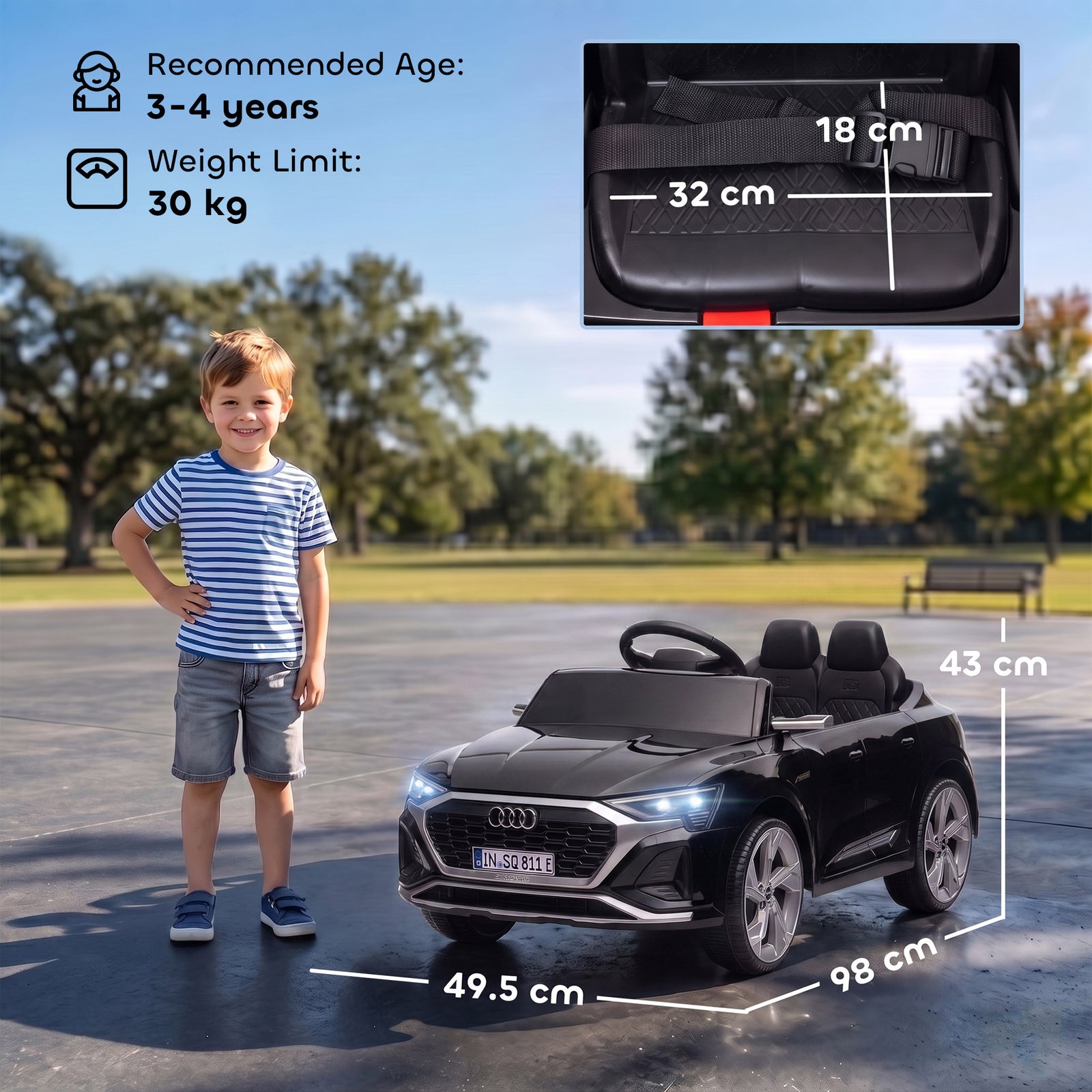 Audi Q8 etron Sportback Licensed Ride on Car with Remote Control, Four