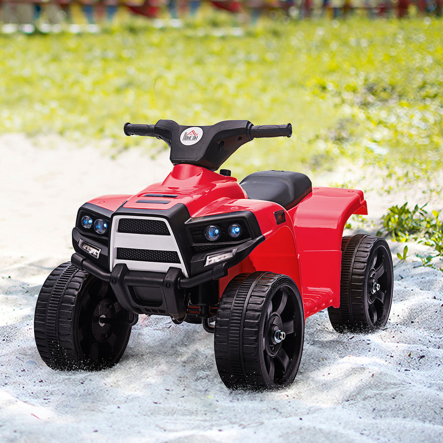 6V Kids Electric Ride on Car, ATV Toy, Quad Bike with Headlights, Horn, for Toddlers 18-36 Months Red