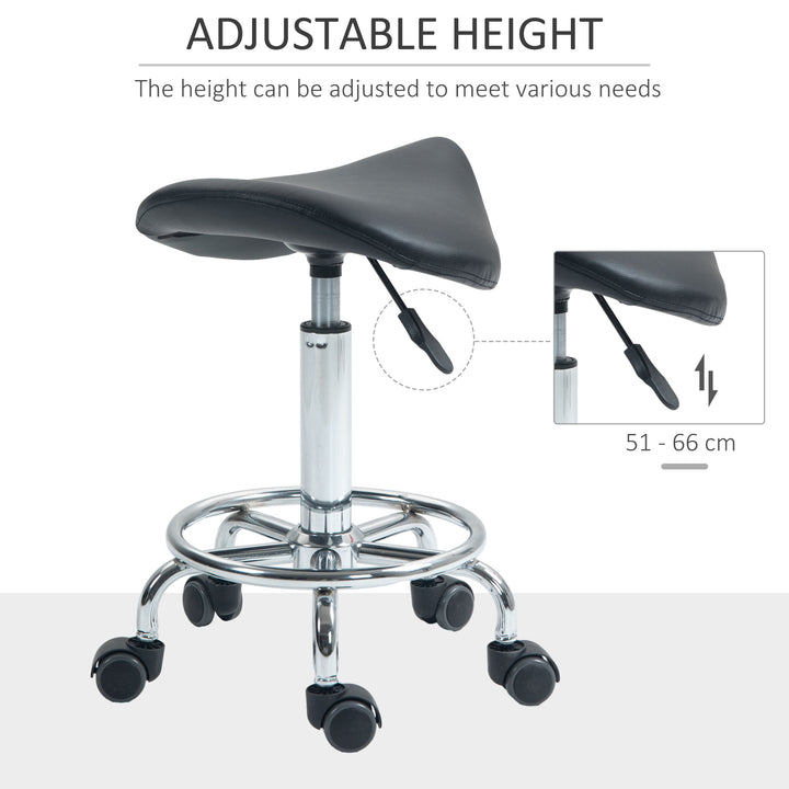 MCL Salon Saddle Stool, Rolling Saddle Chair for Massage, Spa, Clinic, Beauty, Hairdressing and Tattoo, Black