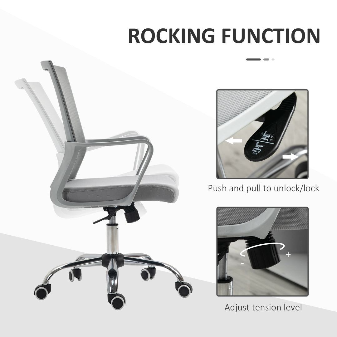 Vinsetto Ergonomic Office Chair, Mesh Desk Chair with Adjustable Armrest & 360 Swivel Wheels, Grey