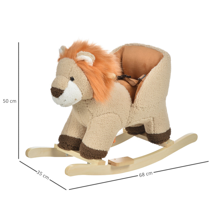 HOMCOM Toddlers Plush Lion Rocking Horse Brown | Aosom UK