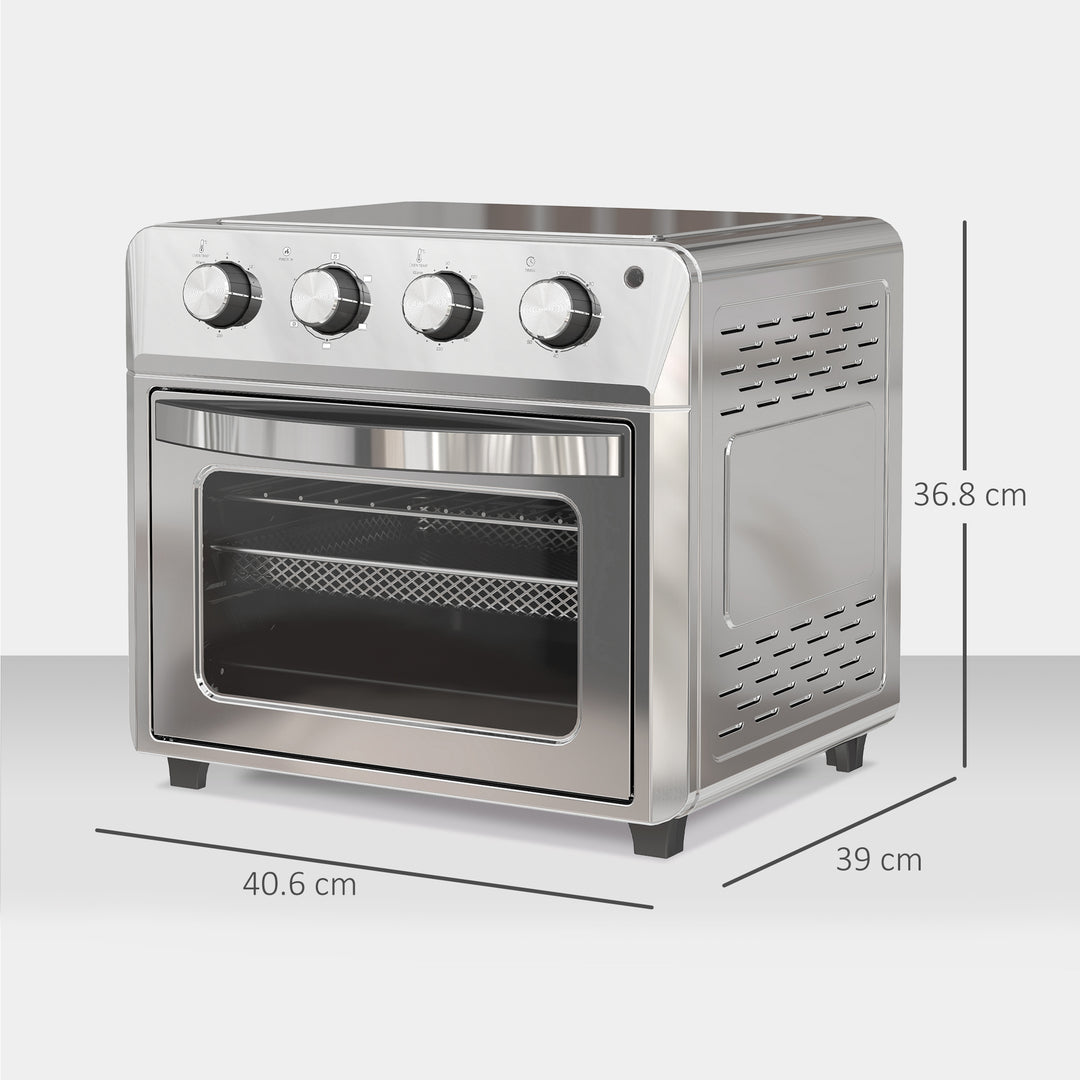 24L Air Fryer Oven, Mini Oven, Oil Free Cooking, Grill, Roast, Bake, with Adjustable Temperature, Timer, Touch Screen, Dishwasher Safe, 1600W, Silver