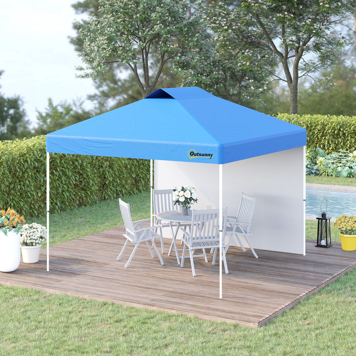 Outsunny 3x3M Pop Up Gazebo Tent with Sidewall, Roller Bag, Adjustable Height, Blue Event Shelter for Garden, Patio