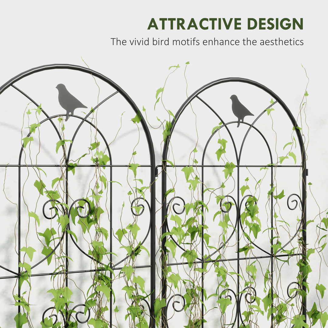 Set of 2 Garden Trellis, Metal Fence Panels for Climbing Outdoor Plants, Flowers, 150 x 50cm