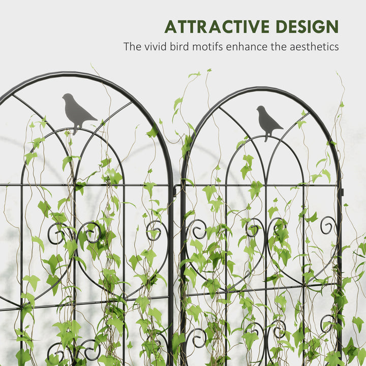 Set of 2 Garden Trellis, Metal Fence Panels for Climbing Outdoor Plants, Flowers, 150 x 50cm