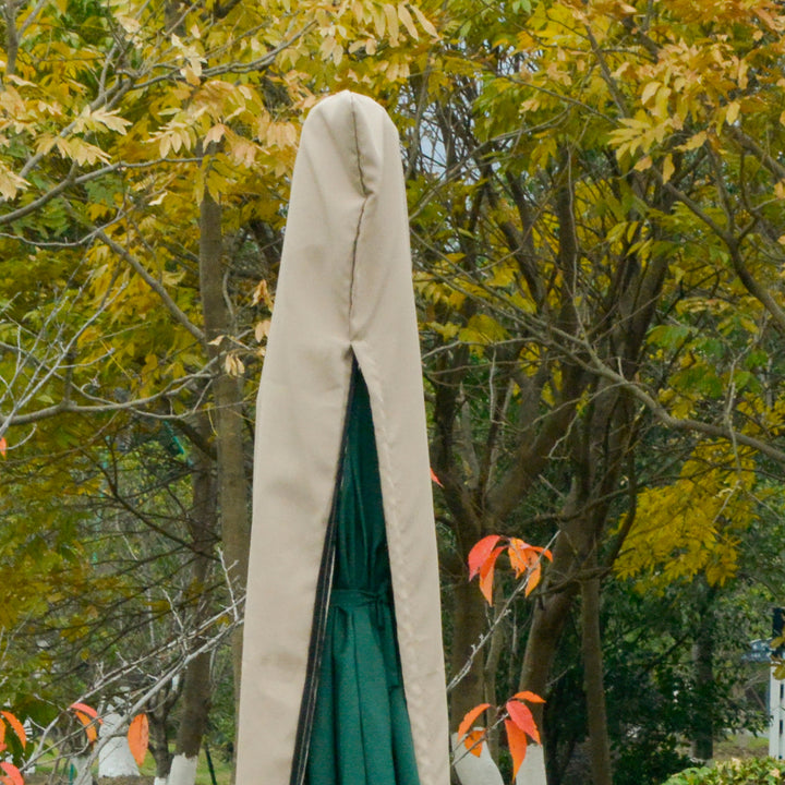Outdoor Cantilever Umbrella Cover with Rod, Zipper, Khaki