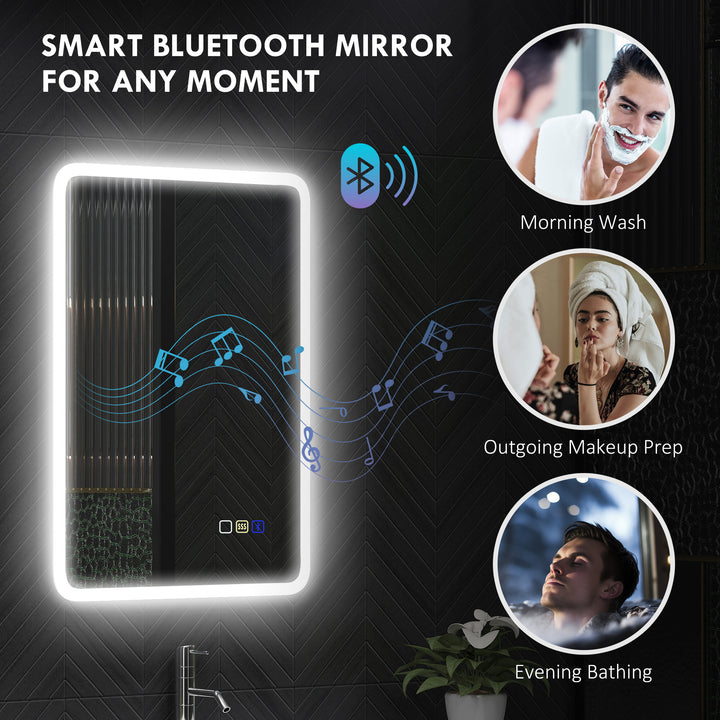 70 x 50cm LED Bathroom Mirror, with Bluetooth - Silver Tone