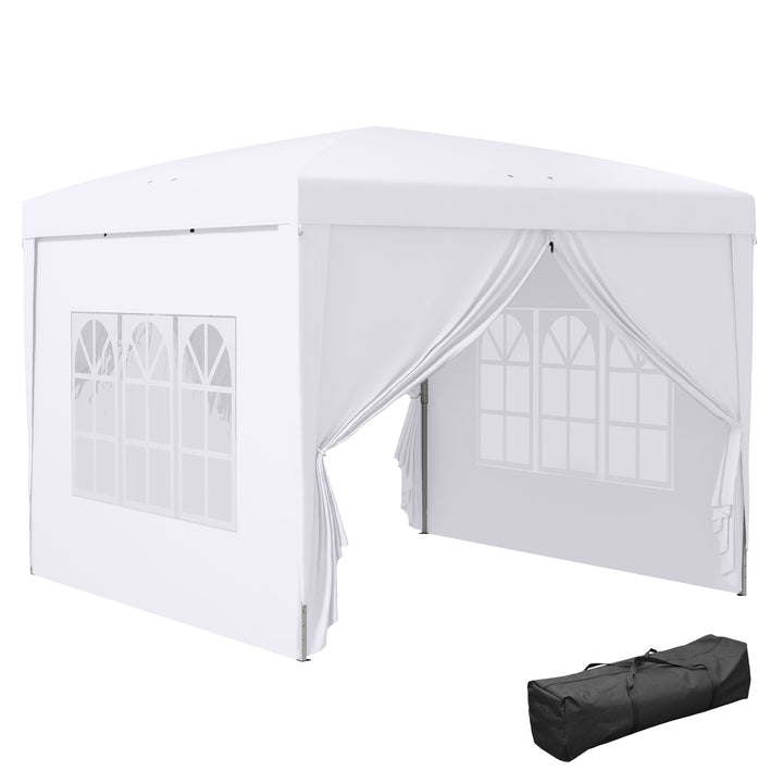 Outsunny 3 x 3m Pop Up Gazebo, Wedding Party Canopy Tent Marquee with Carry Bag and Windows, White | Aosom UK