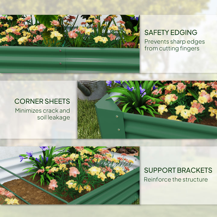 180 x 90cm Galvanised Steel Open Planter - Green