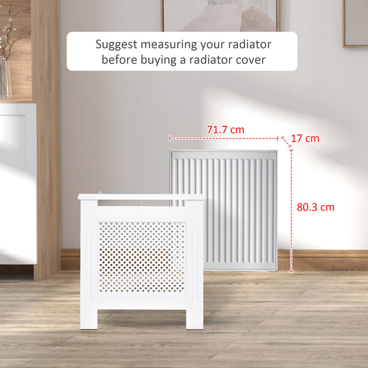 HOMCOM Modern Radiator Cover, Wooden Heating Cabinet, Grill Style Diamond Design, Painted White, Small | Aosom UK