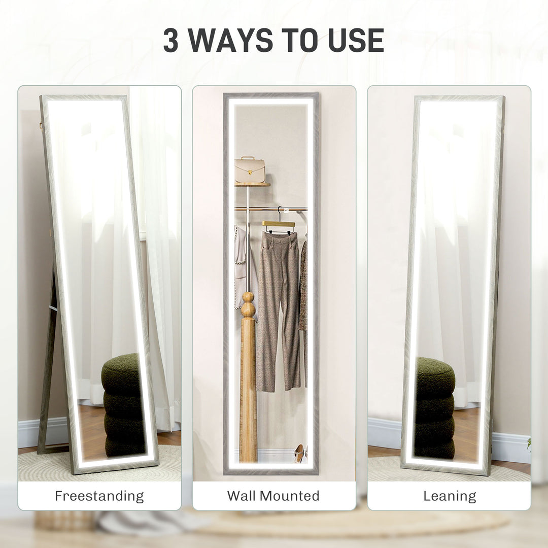 Full Length Mirror, with Adjustable Outer Light, Grey