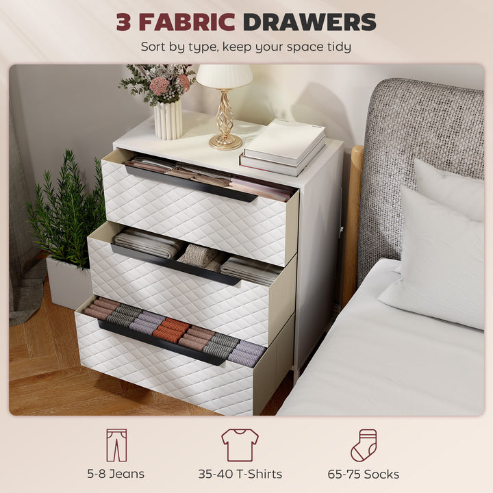 Chest of Drawers, Dresser with 3 Fabric Drawers and Aluminium Handles 