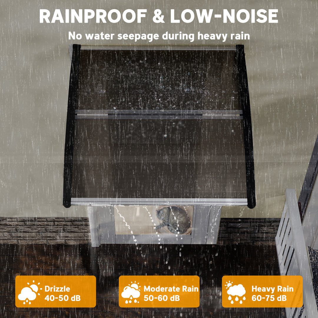 Front Door Canopy, Outdoor Awning, Rain Shelter for Window, Porch and Front/Back Door, Black 103 x 96.5 cm