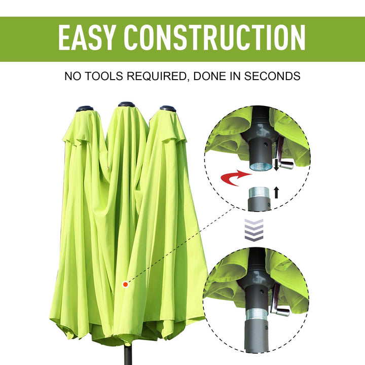 Double-side Umbrella Parasol, Φ2.7x4.6Wx2.4H m-Grass Green